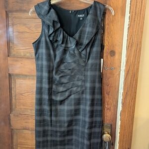 Allen B. By Allen Schwartz Gray Ruched Sheath Midi Dress